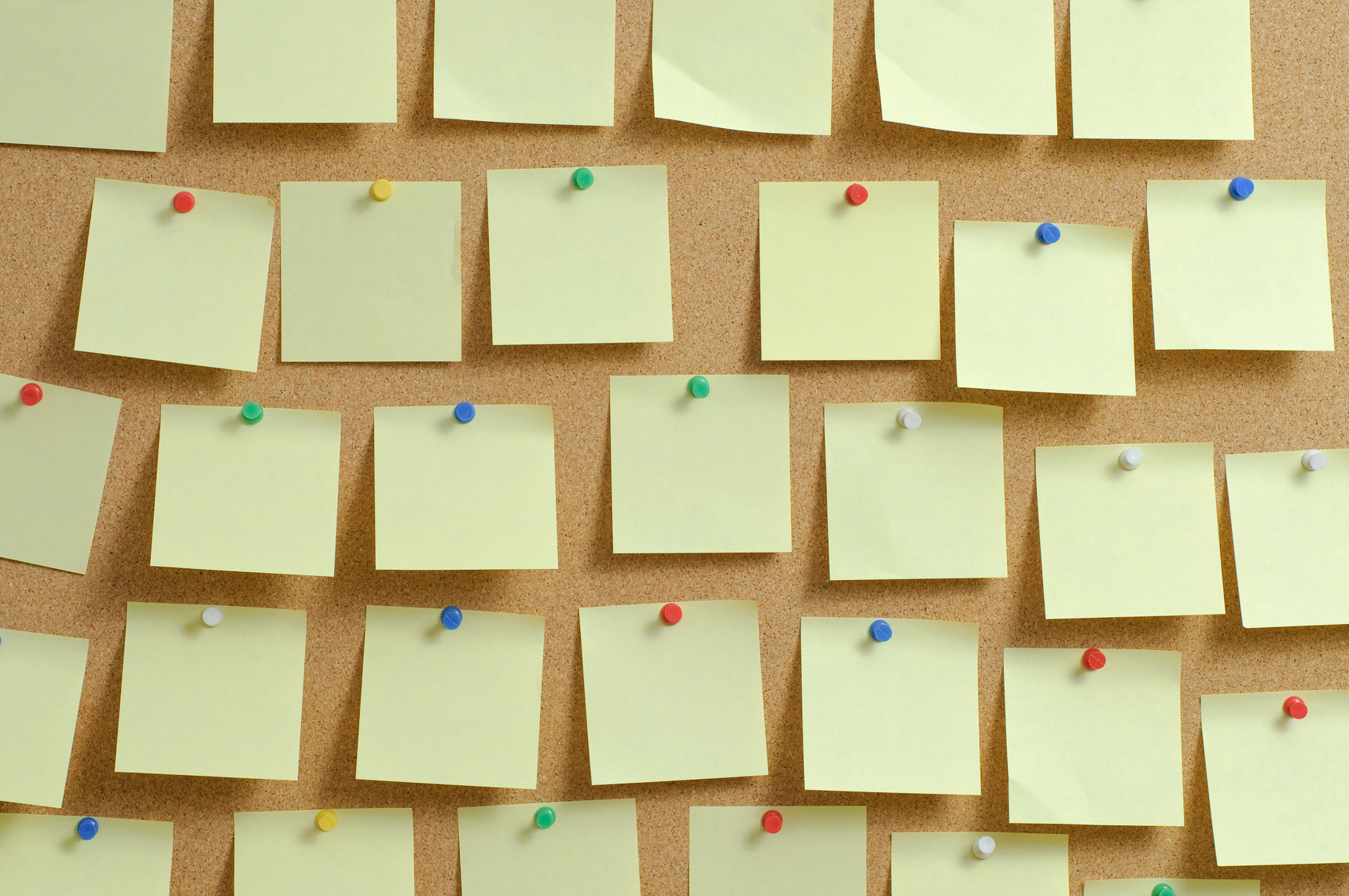 Cork pinboard with postits
